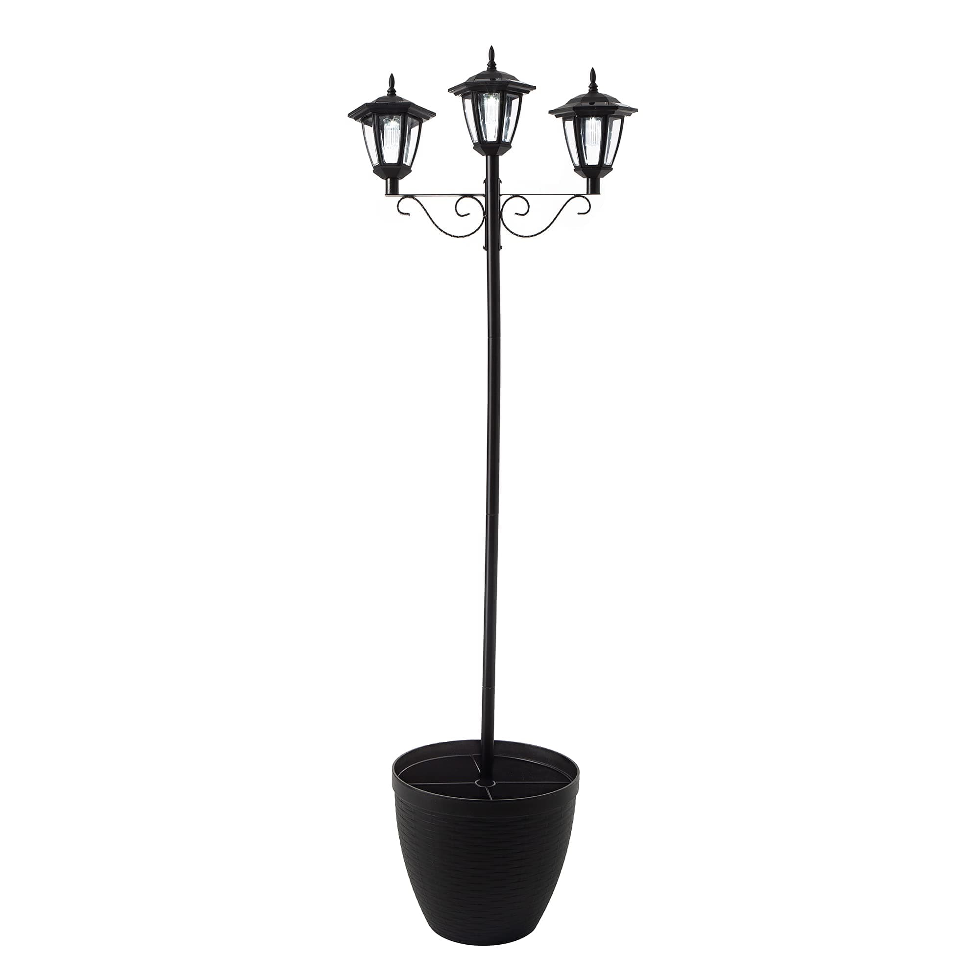 eUty 74” H Outdoor Solar Lamp Post Light Oversized with Planter Pot - 3 Head Street Vintage Garden Solar LED Post Light for Lawn, Pathway, Driveway, Front/Back Door - Warm White