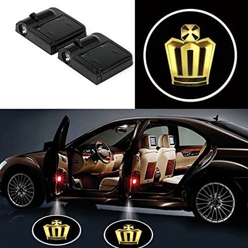 JSAMZ 2pcs Wireless Car Door LED Projector Light Battery Powered Courtesy Welcome Logo Shadow Ghost Light For Cadillac Accessories