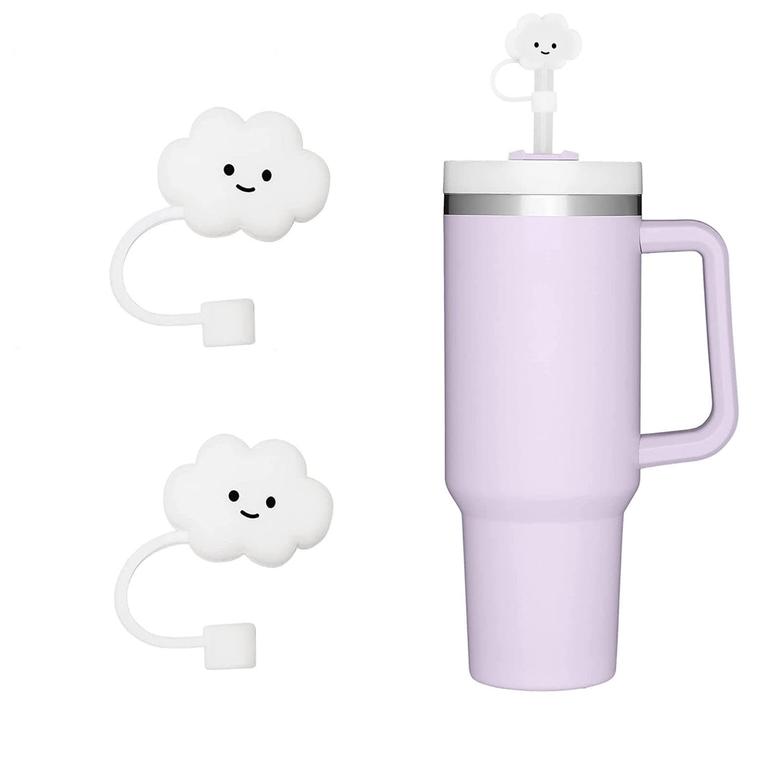 10mm Straw Cover, 2pcs Straw Covers Cap for Stanley Cup 40 oz 30 oz Food Grade Silicone Cute Large Cloud Straw Topper Straw Tips Cover Protector Plugs for Stanley Tumblers for Stanley Cup Accessories