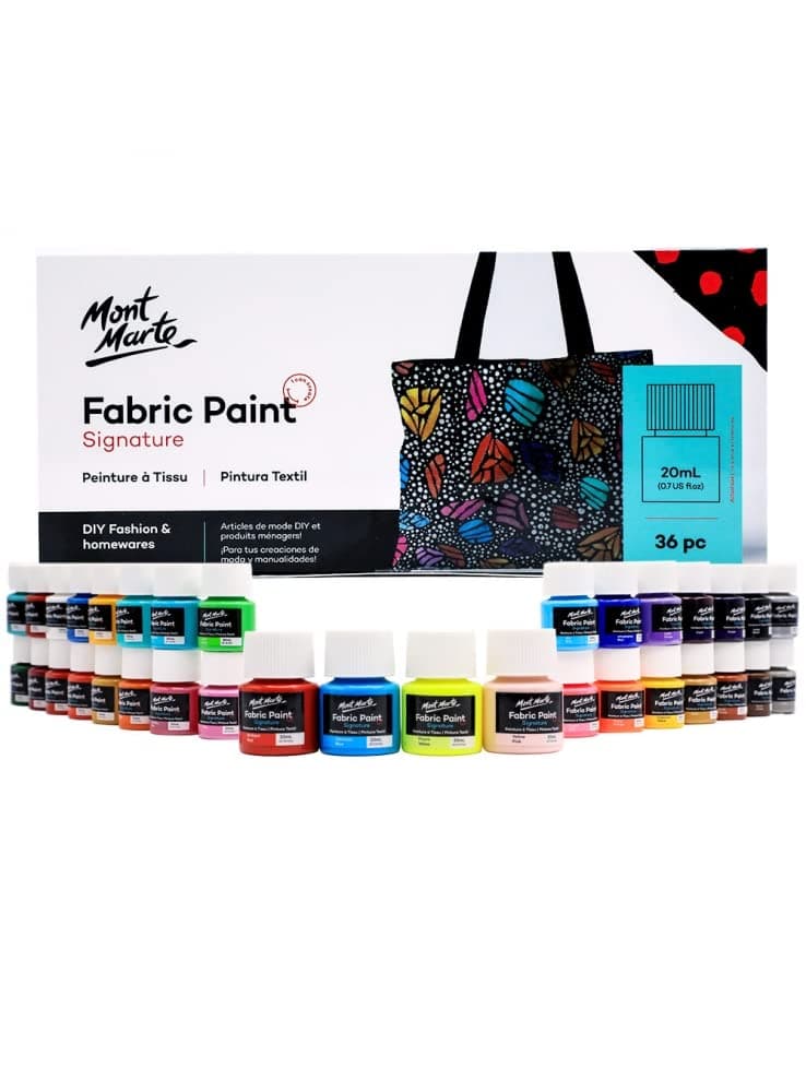 Fabric Paint Set – 36 Pieces x 20ml – Permanent Textile Paints – Brilliant Colours for Clothing, Bags and All Fabrics
