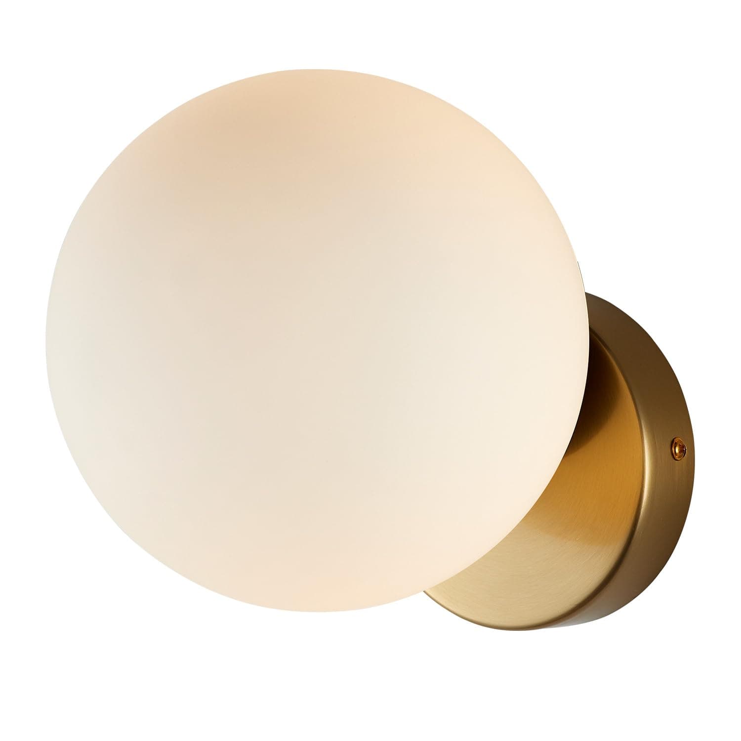 BOKT Modern Large Globe Wall Sconce Light Mid Century Brass Gold Wall Light Fixture Frosted White Glass Round Wall Sconce Vintage Bathroom Wall Lamp Bedroom Bedside Wall Light (7.9”)