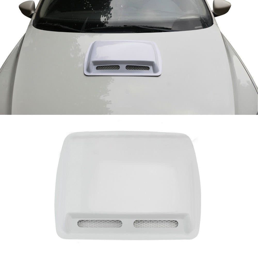Universal White ABS Car Auto Decorative Air Flow Intake Scoop Turbo Bonnet Vent Cover Hood 5034W