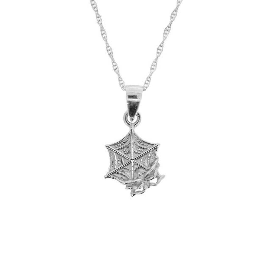 Fantasy Wizards and Witches Spider Web Silver Pendant