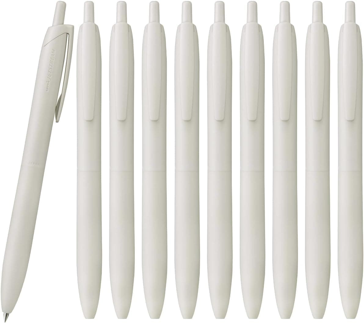 Uni Jetstream Single Ballpoint Pen, Equipped with 0.7mm Lite Touch Ink (Black), Shell White, SXNLS07.1, Set of 10