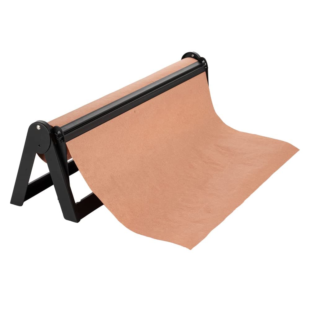 Restaurantware-26.2 x 6.7 x 8 Inch Wrapping Roll Paper, 1 Wall Mountable Butcher Paper Holder - Serrated Blade, Rubber Feet, Black Steel Paper Cutter Stand, Versatile, For 24 Inch Butcher Paper