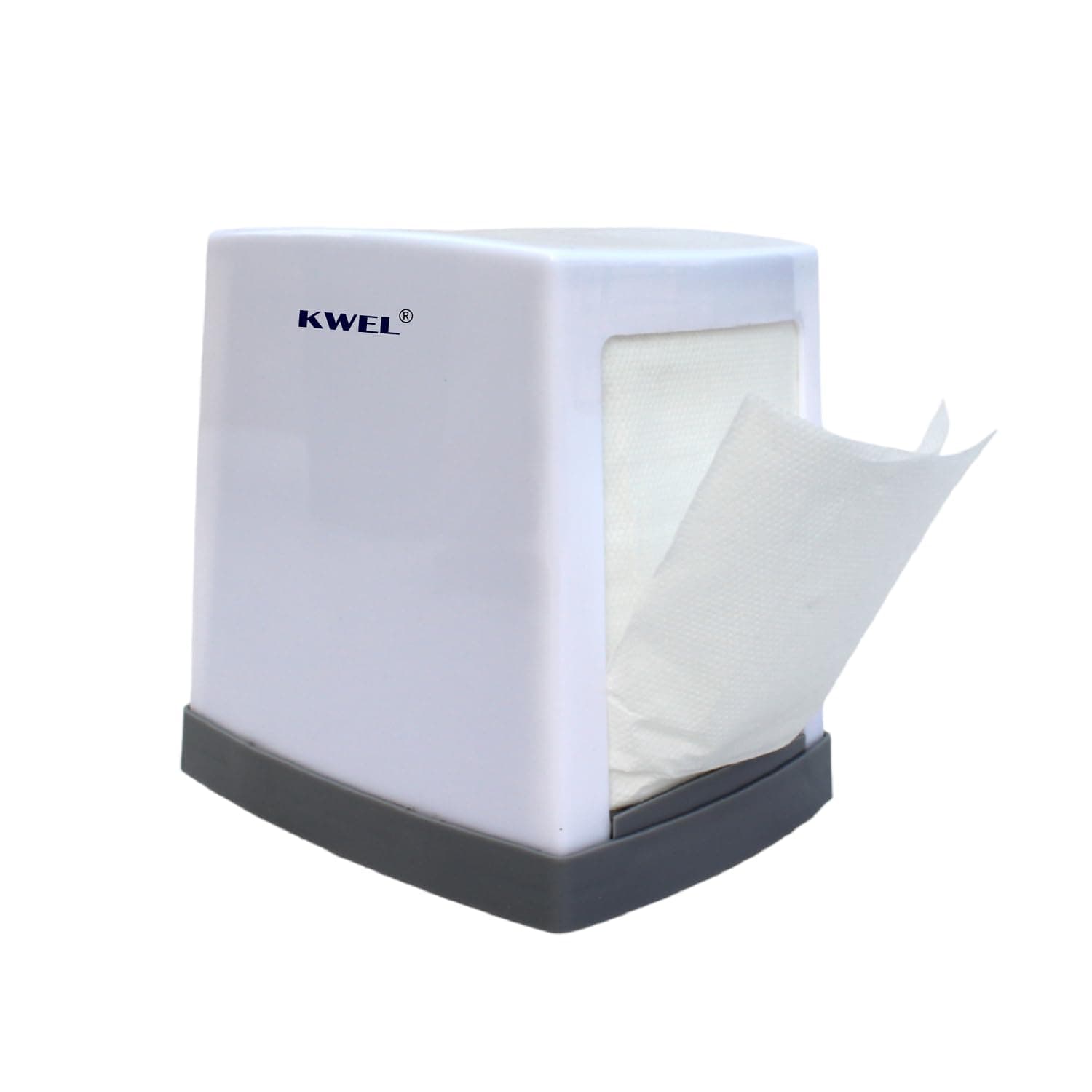 KWEL Double Side Cube Table Top L-Fold Tissue Paper Holder Dispenser Tissue Box Holder for Dining Table, Napkin Holder Boxwith 2 Packets (200 Tissues) White