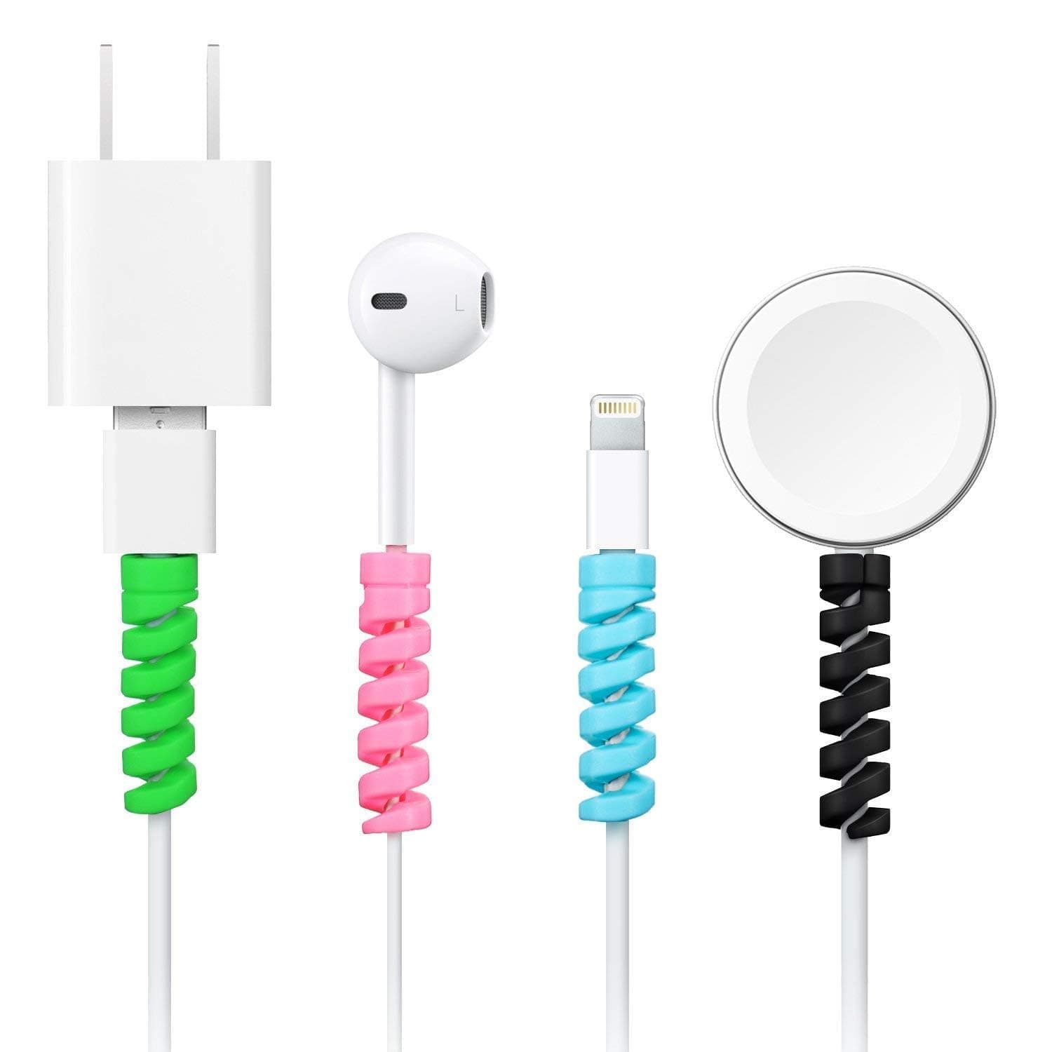 Spiral Cable Protector for HTC One SV Pictures Cable Saver Charging Cord Protective Universal Earphones Cable Cover (4 Pieces -Set 1, Mix Colour, ST.J1)