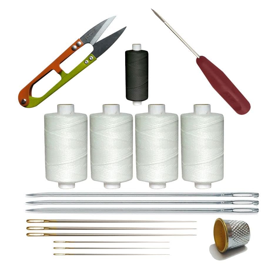 Book Binding Thread/Long Eyed Nickel Book Binder Needles/ 1 Thread Cutter/ 1 Pcs Pin Punching Hole Maker Upholstery Hand Tool Kit with Some Accessories (Combo Pack)