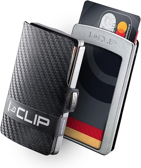 I-CLIP: Over 3 million users worldwide! Ultimate Slim Wallet from Germany Original Cowhide Leather Holds up to 12 Cards and 20 Bills / Genuine Leather Card Holder Money Clip Wallet, Carbon Black x
