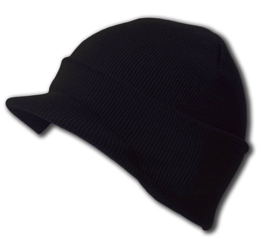 New Black Winter Beanie Visor (Comes In 18 Different Colors), Black