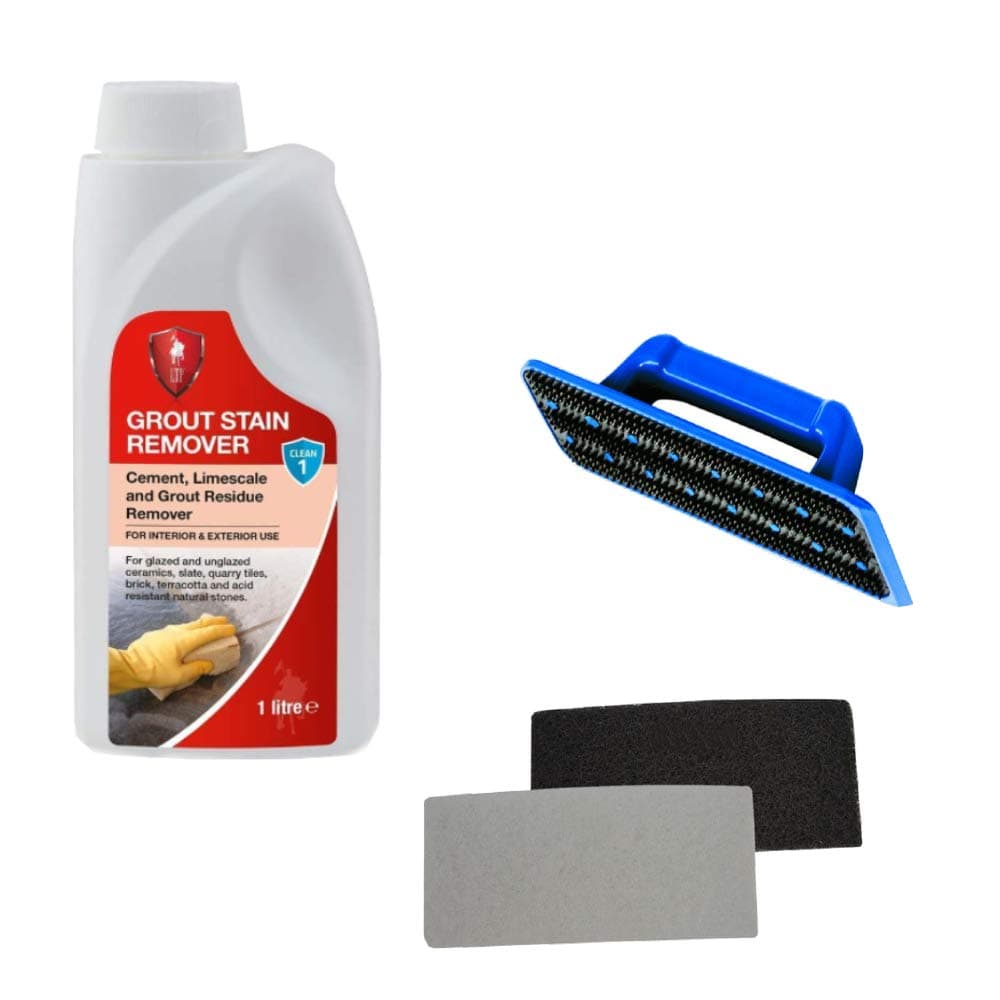 LTP Grout Stain Remover 1L Kit Includes Cleaning Floor Pad Holder and 2 Pads