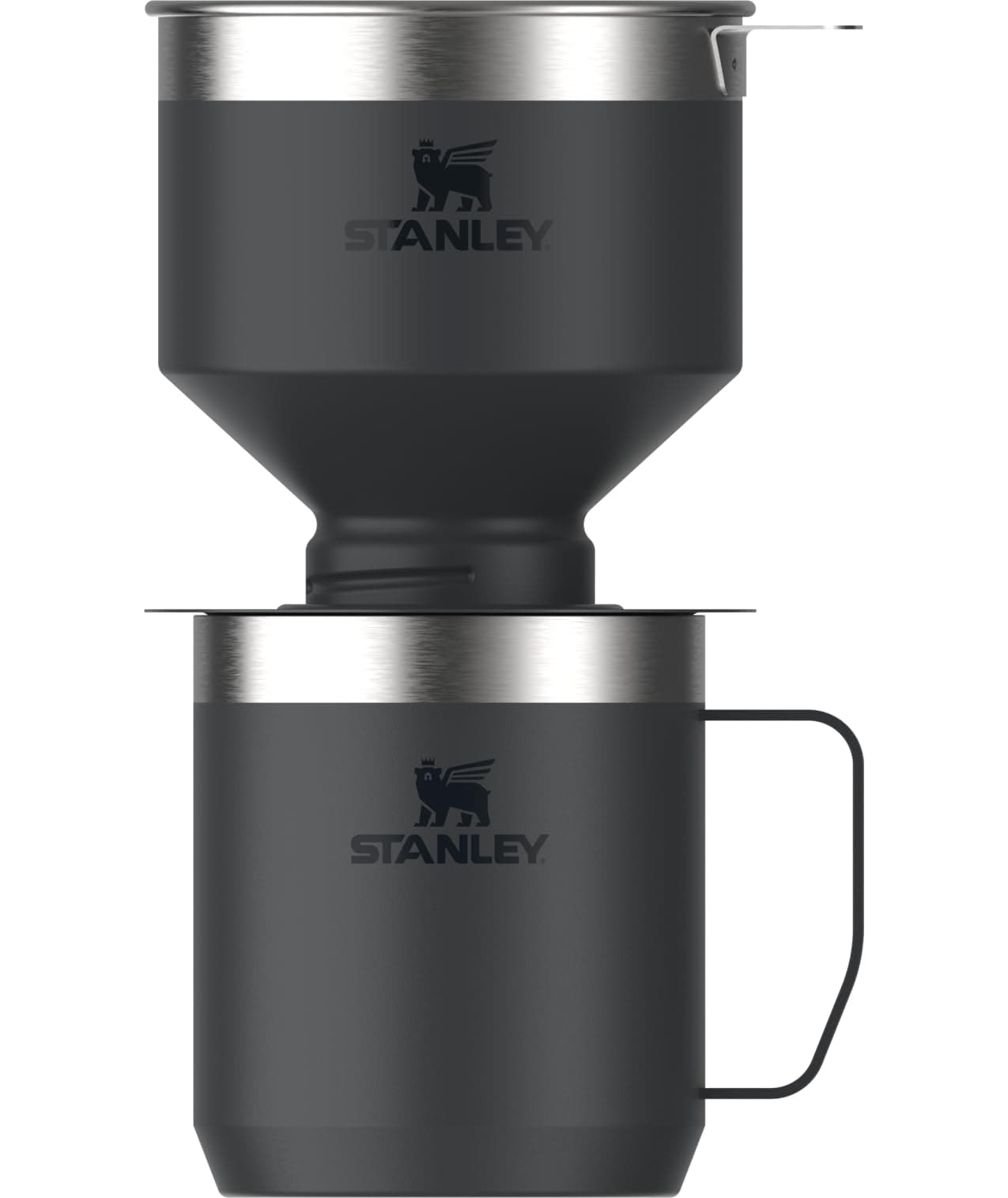 Perfect Brew Pour Over Set | 12 oz Camp Mug with Lid Included | Drip Coffee Maker with Reusable Filter | Insulated Stainless Steel | BPA-Free | Black 2.0