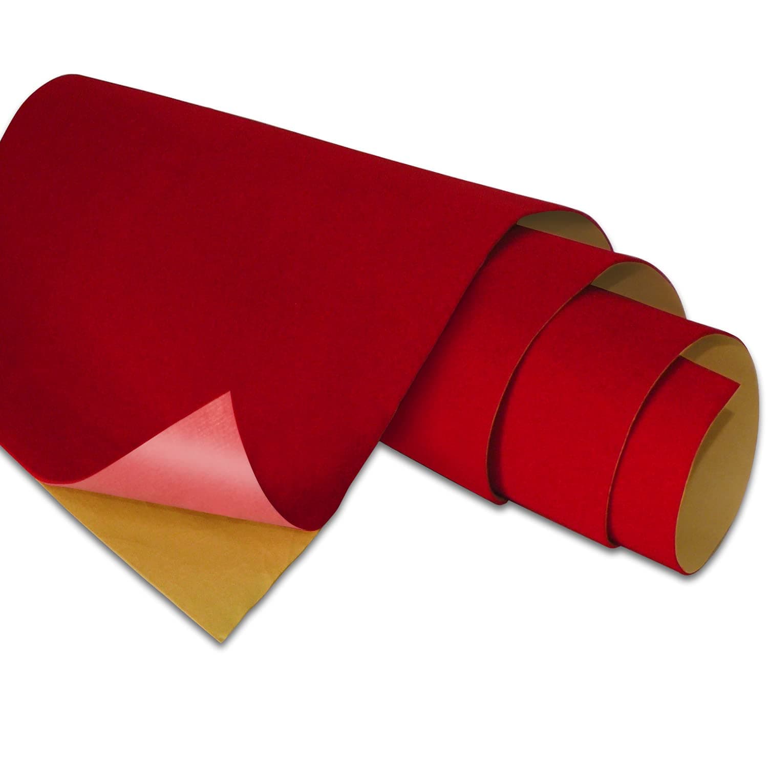 COLOURFUL US Red Self Adhesive Velvet Fabric Sticky Felt Sheets for Art & Crafts, Jewelry Box, Drawer Liners- 2PCS x (17.3 inch x 39.3 inch)