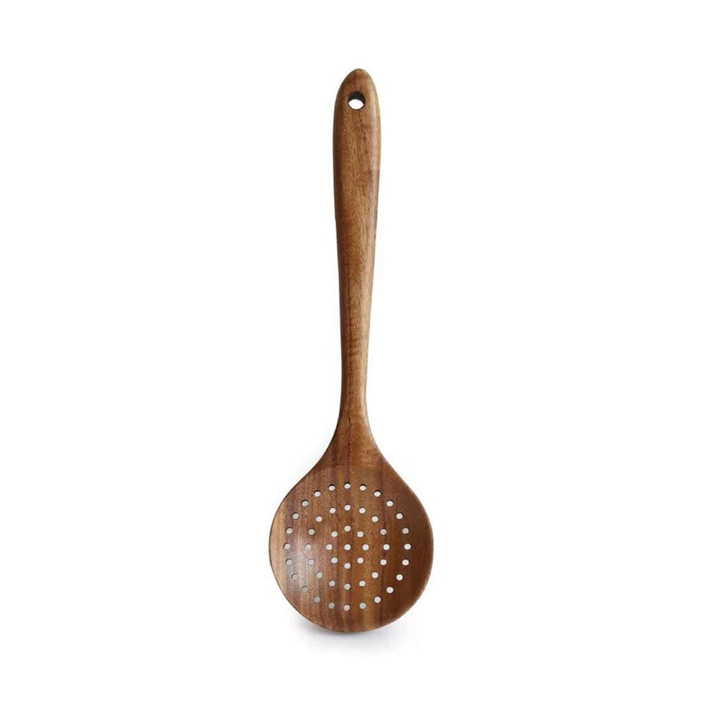 DDJSJ Teak Kitchen Utensils,Colander Ladle Skimmer Scoop Kitchenware Scoop Dipping Big Wooden Rice Long Handle Natural Utensils Handcrafted Cutlery Tool (scoop dipping(11x3.15in))…