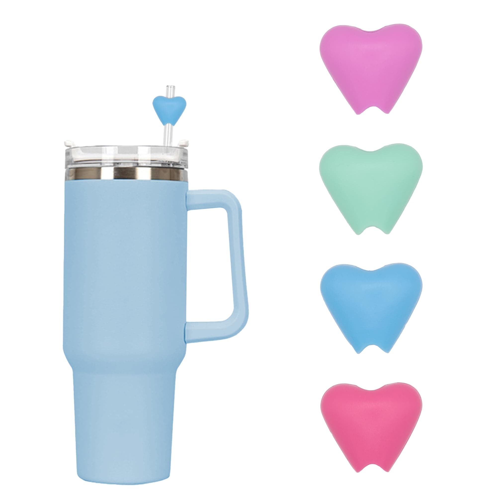 Lipzi Anti-Wrinkle Silicone Straw Tips (4 Pack), Smooth Lip Filler Friendly Sipping, Fits 5/16"-1/2" Straws, Colors Compatible with popular Stanley Tumblers, BPA Free Food Grade Silicone (Bright)