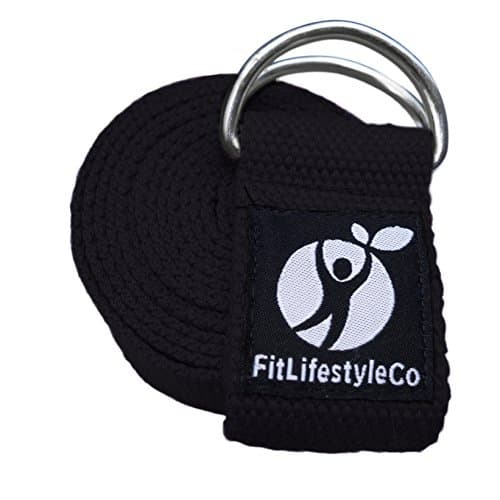 Yoga Strap Best for Stretching - 6 Colors Instructional Video - Durable Cotton with Metal D-Ring - by FitLifestyleCo