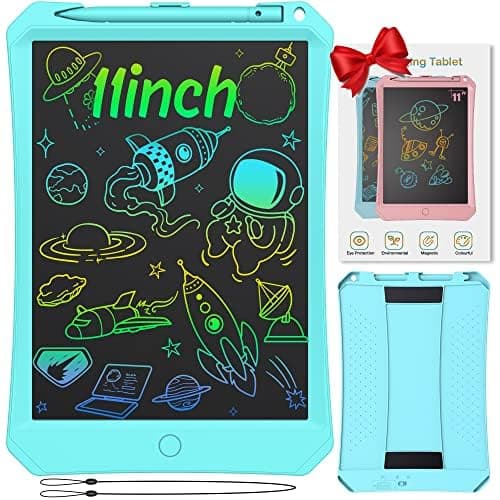 TUGAU LCD Writing Tablet 11in Doodle Board Colorful Screen Note Taking Electronic Magic Drawing Pad Educational Learning Travel Activity Art Pad Birthday Gifts for Kids 3-12 (Blue)