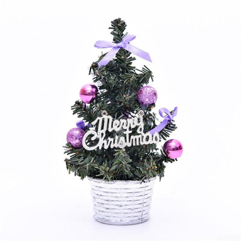 Oniissy 20cm Tabletop Christmas Tree Mini Artificial Xmas Tree Christmas Party Decoration Miniature Table Ornaments Tabletop Decor Mini Desk Top Christmas Tree Purple