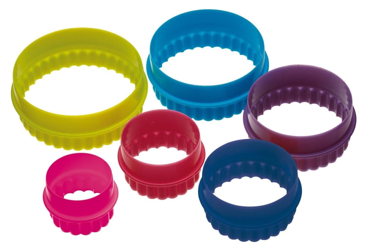 Colourworks Brights Round Shaped Plastic Cookie & Pastry Cutter Set of 6