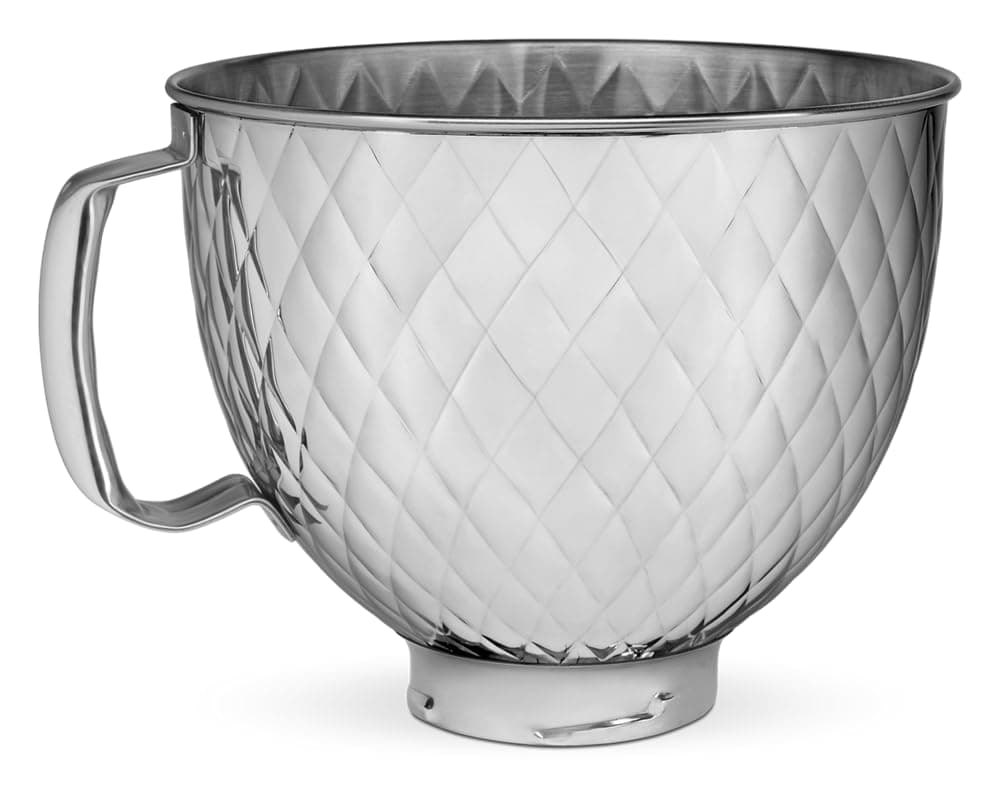 KitchenAid5 Quart Stainless Steel Bowl for all KitchenAid 4.5-5 Quart Tilt-Head Stand Mixers KSM5SSBQB, Quilted Stainless