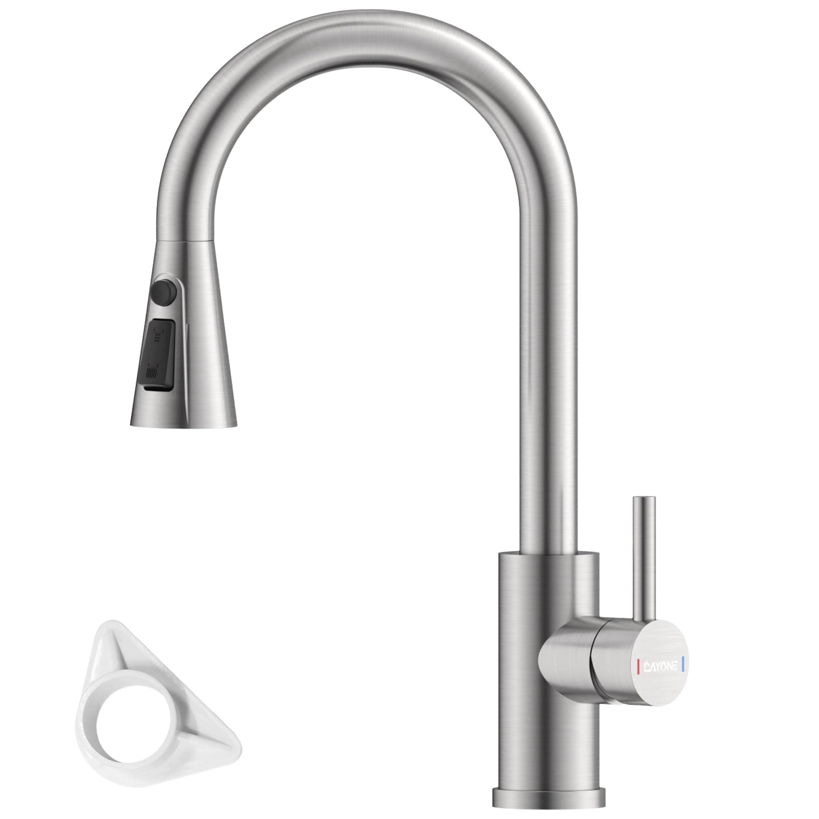 Kitchen Mixer Tap with Pull Out Spray, SUS304 Stainless Steel Sink Mixer, Single Lever Sink Tap, High Arc 360° Swivel 3 Spray Modes Kitchen Faucet Brushed Steel