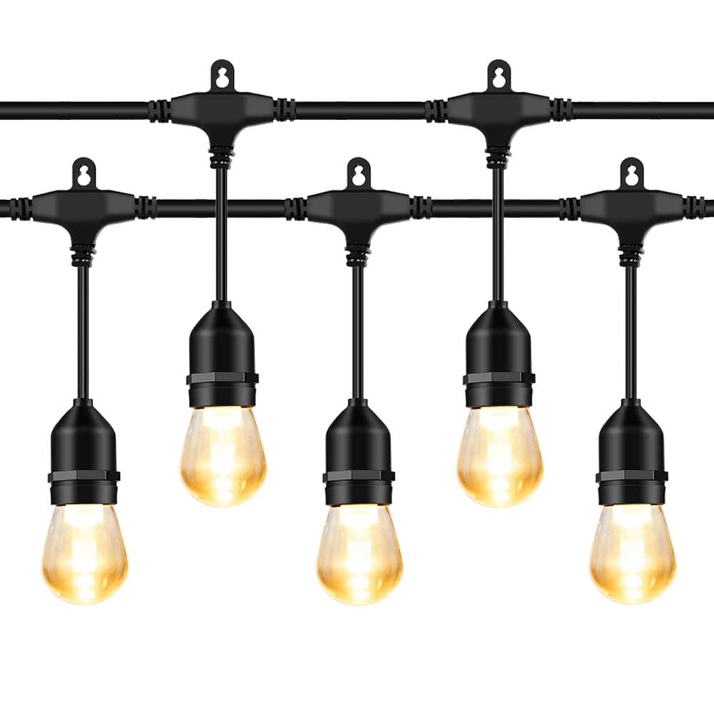 MORSEN LED String Lights, 52 Ft Indoor Outdoor Shatterproof Waterproof Bulb with Heavy Duty Connectable Cord for Patio Party Backyard Gazebo Porch, Warm White