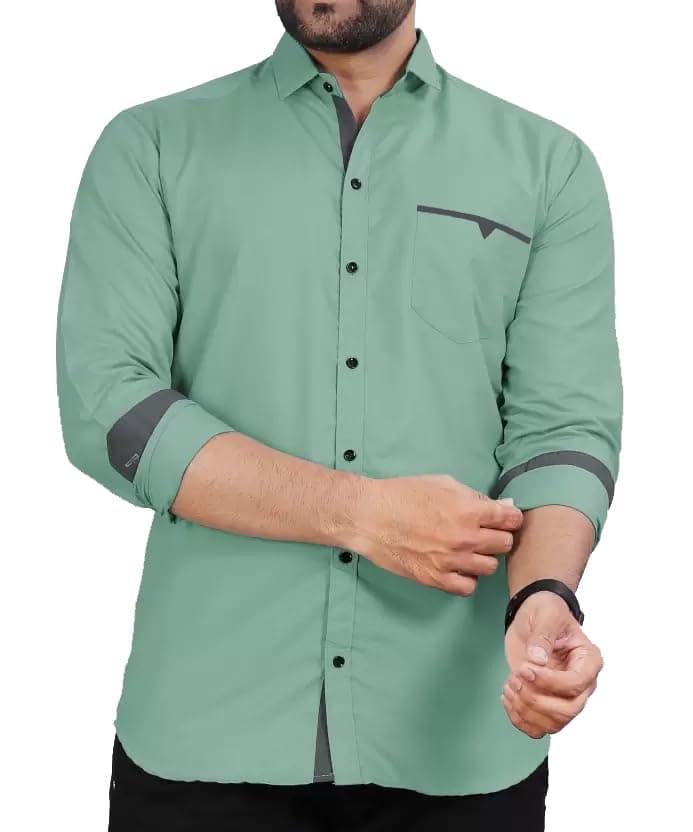 CB-COLEBROOKMen's Regular Fit Solid Soft Touch Cotton Casual Shirt with Pocket Design with Spread Collar & Full Sleeves (Available in Plus Size)