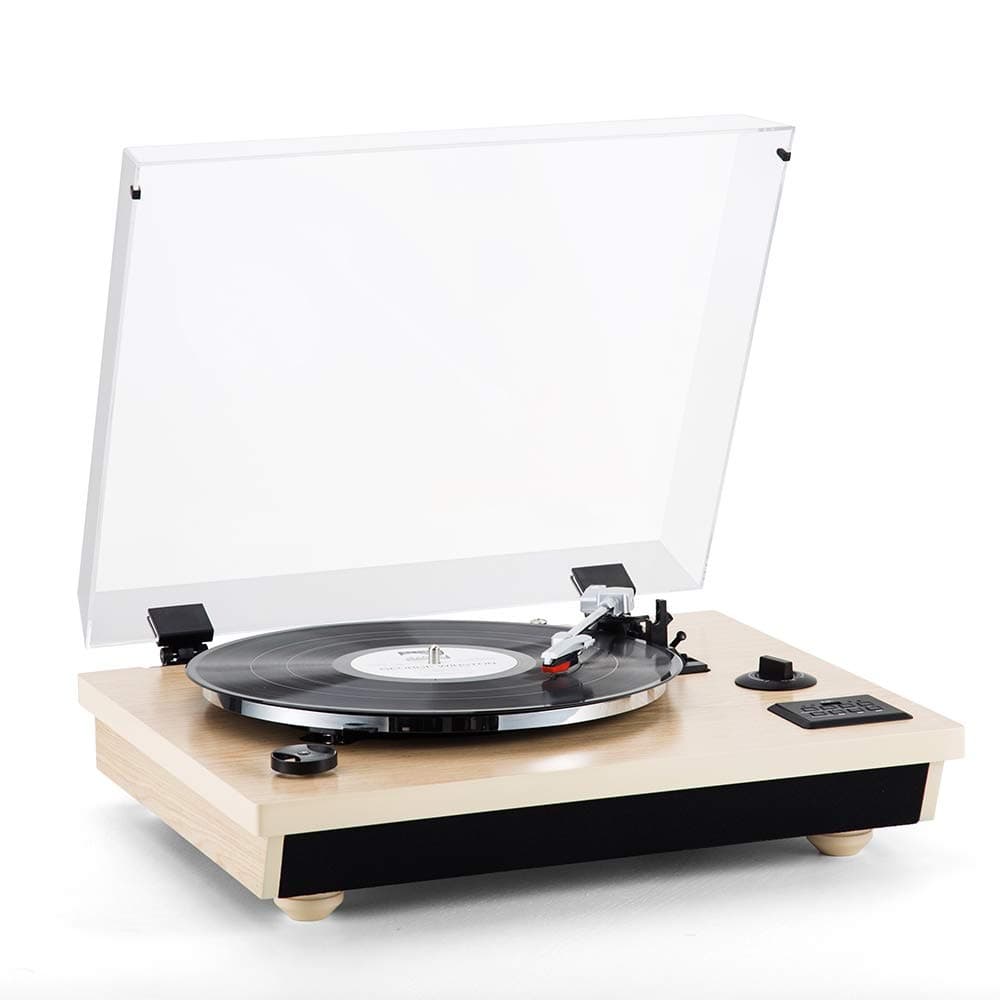 Rcm Wireless Natural Wood Turntable, 3-Speed, USB MP3 Player, RCA Output, USB (MC-262Oak)
