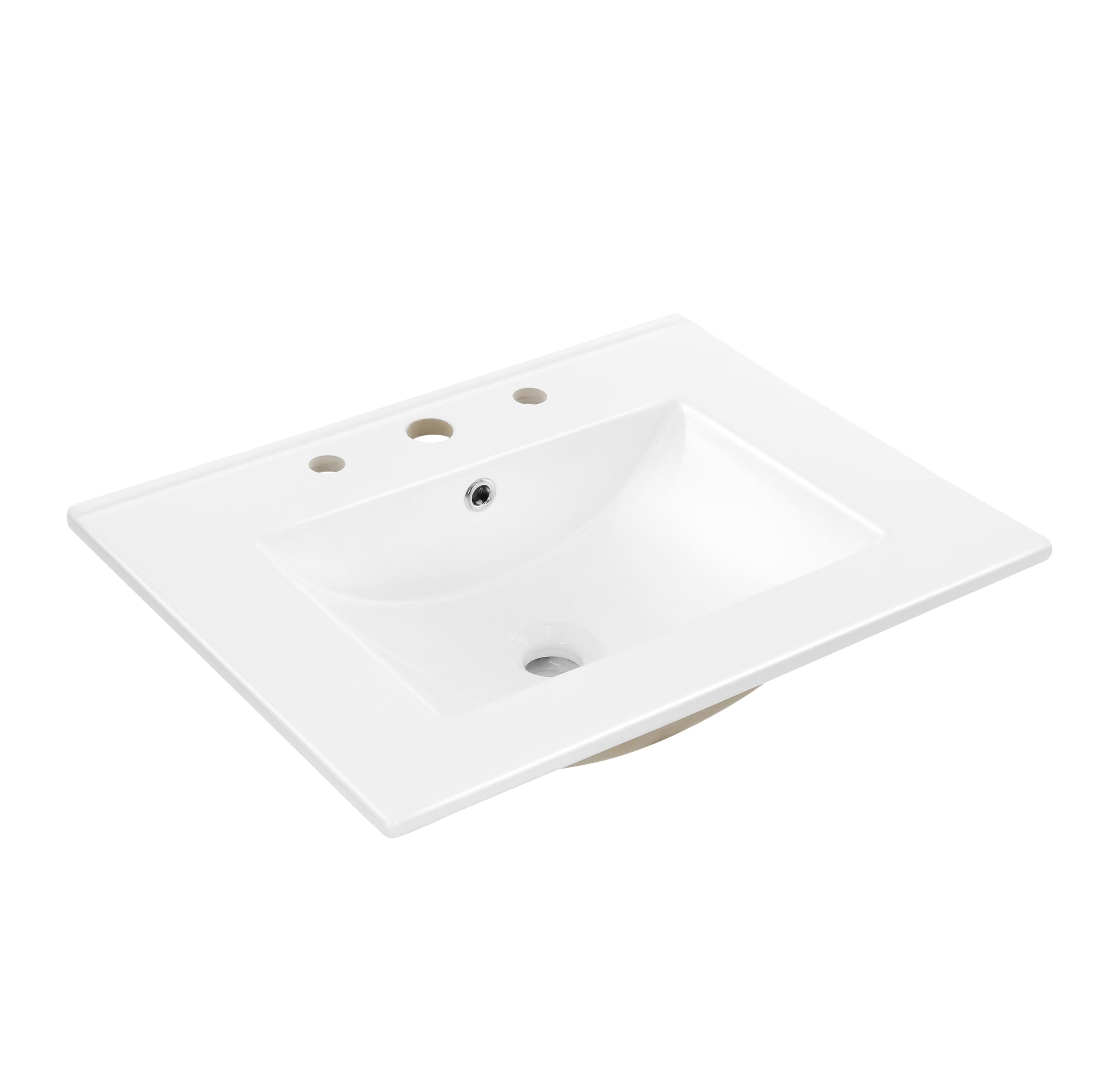 JONATHAN Y SNK1001A Ancillary 3-Hole 24 in. W x 18.25 in. D Classic Contemporary Rectangular Ceramic Single Sink Basin Vanity Top, White