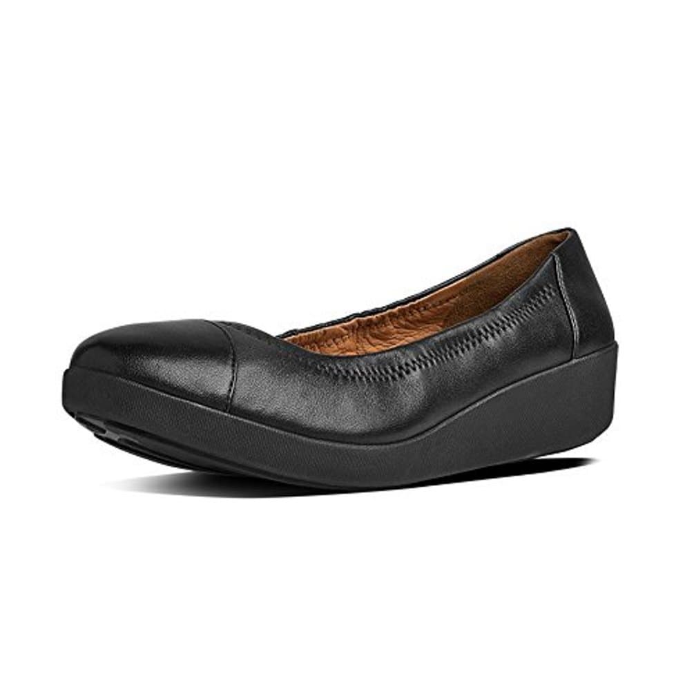FitFlop F-Pop Ballet Flat Leather Black(433-090)