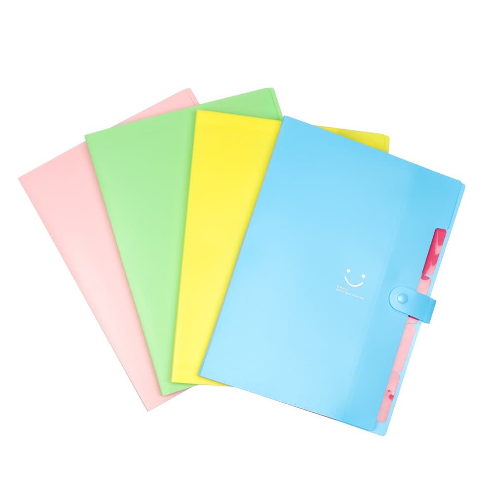 FHEAL Expanding File Folders 5 Pockets Plastic Expandable File Jackets A4 Letter Size,4 Color Accordion Folder Document Holder for School Office Travel