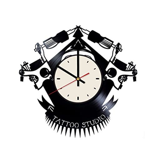 Pieceful Tatto Maker Decor Art Vinyl Record Wall Clock Artwork Gift idea for Birthday, Christmas, Women, Men, Friends, Girlfriend Boyfriend and Teens - Living Kids Room Nursery