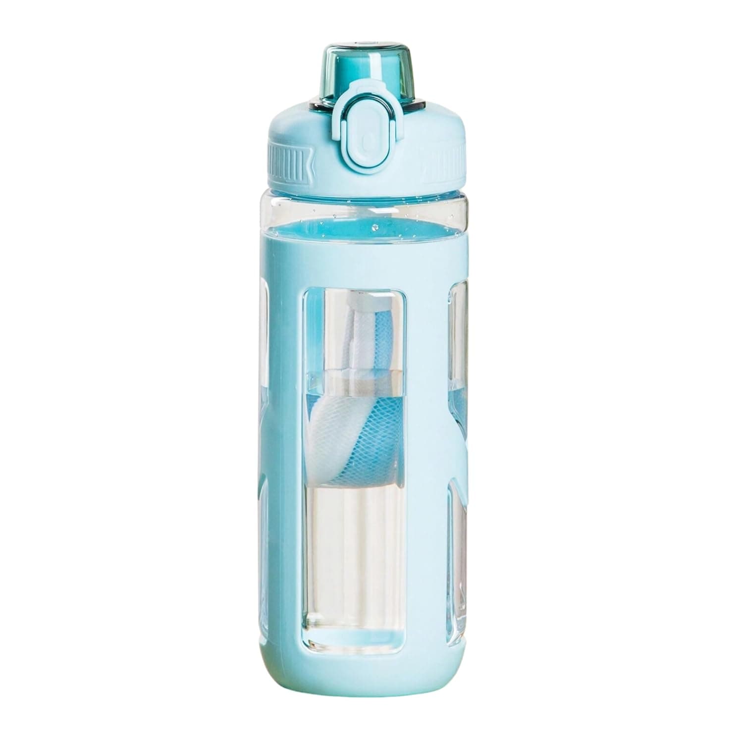 Panchhi Store Kids Sipper Bottle for Kids 700ml Push Button Light Weight Leakproof Transparent Water Bottles with Cary Handle Plastic Water Bottle for Home Office School Picnic Blue