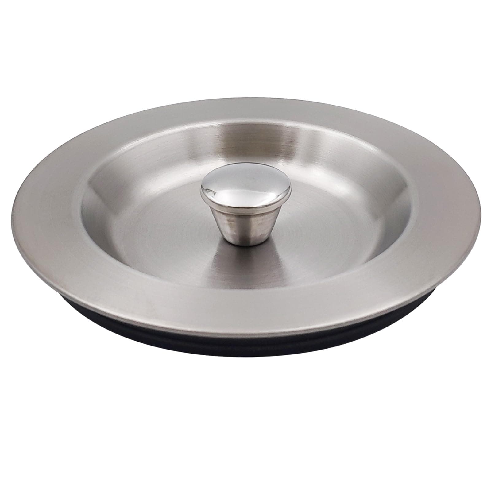 Kitchen Sink Stopper Replacement, Sealing Lid Sink Drain Stopper for 3-1/2 Inch Standard Drains Assembly, 304 Stainless Steel with Rubber Gasket, Brushed Nickel