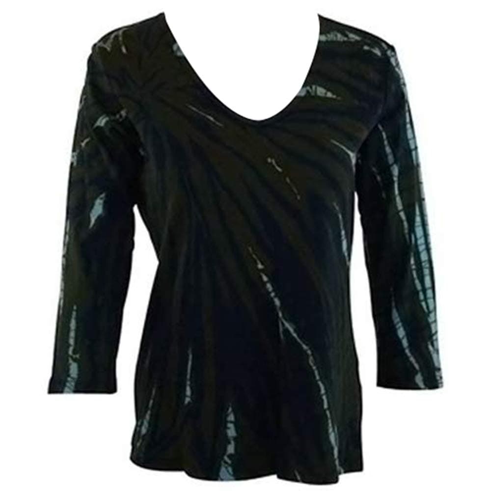 Impulse California - Navy Hand-Dyed, Side Pockets, Shirred V-Neck Tunic Top