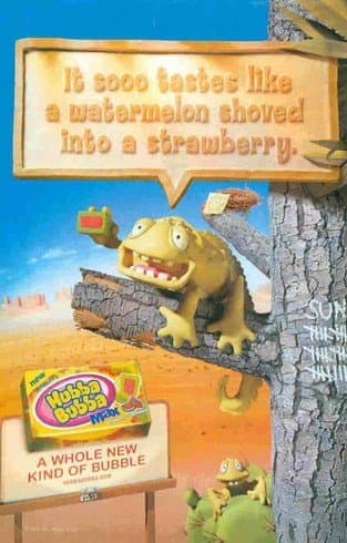 Hubba Bubba Max Bubble Gum: Lizard, Iguana, Chameleon: Great Original Print Ad!