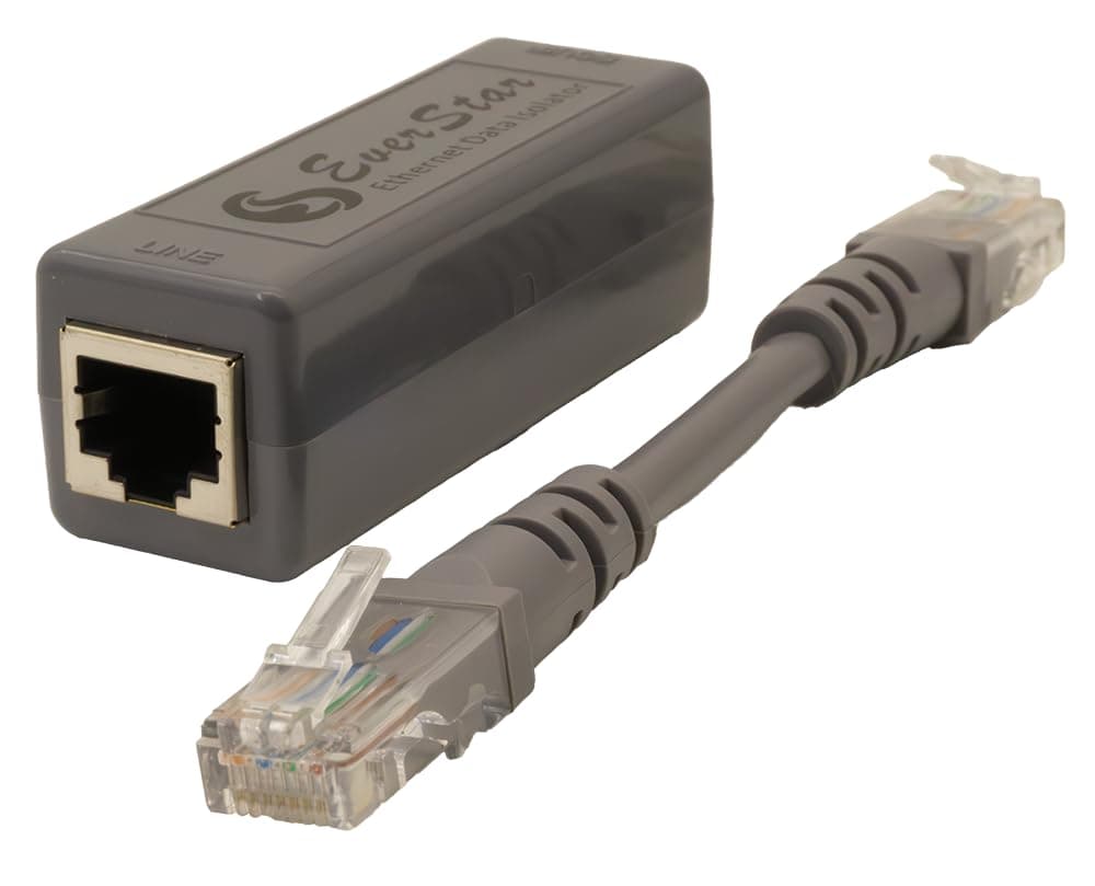 MI-300DG LAN Signal Noise Filter + 5" UTP Patch Cable for Healthcare (EN60601-1 Compliant 4KV+MOPP) | Apple/Android TV, Hi-Res Audio Systems (RJ45) | Ethernet Galvanic Isolator | Dark Gray