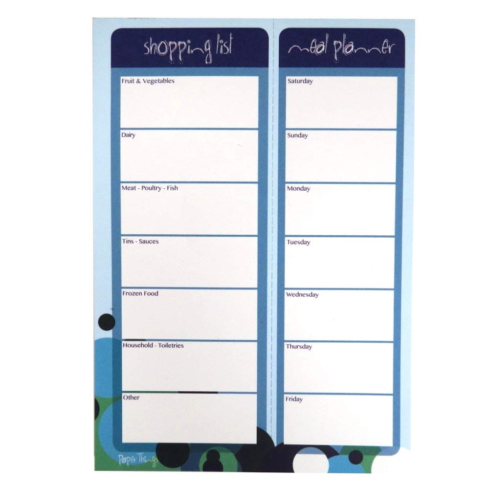 A5 Shopping List and Meal Planner Notepad - Spots Design - 100 Sheets, 2 Years Worth of Weekly Food Planning