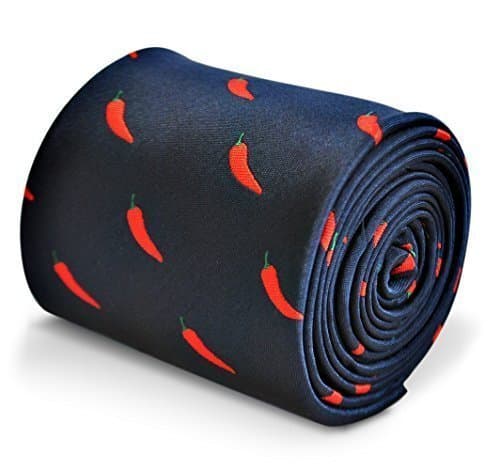 Frederick ThomasNavy Blue Mens Tie with Red Chilli Pepper design