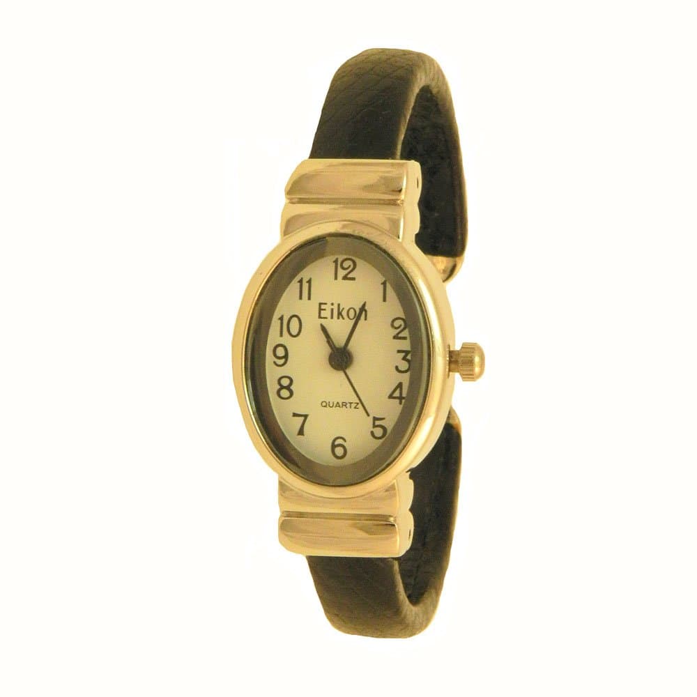 Black Scaled Leather Tiny Stainless Steel Clasp Bangle Clamp Mini Japanese Movement Women Watch