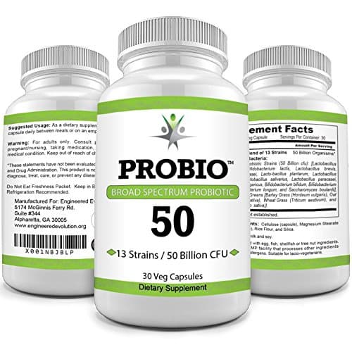Probiotic 50 Billion CFU & 13 Advanced Strains Per Time Released Capsule! Unique Whole Food Formulation for Sensitive GI Tracts. Post Antibiotic, Digestive, Vaginal & Immune Support Formulation.