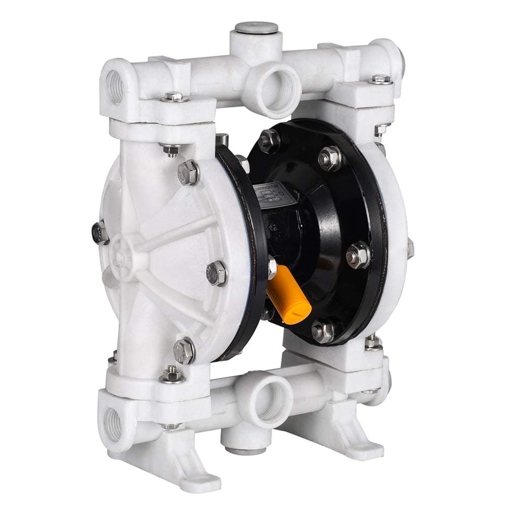 Air-Operated Heavy Duty Double Diaphragm Transfer Pump 1/2" Inlet & Outlet, 13GPM Polypropylene Air Operated Pneumatic, 1/4" Air Inlet for Diesel, Grease, Kerosene & Oil