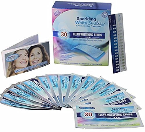 Professional Premium Teeth Whitening Strips 30 Minute Results - Express Teeth Whitening by Sparkling White Smiles Teeth Whitening - Includes 28 Strips - 14 Upper and 14 Lower