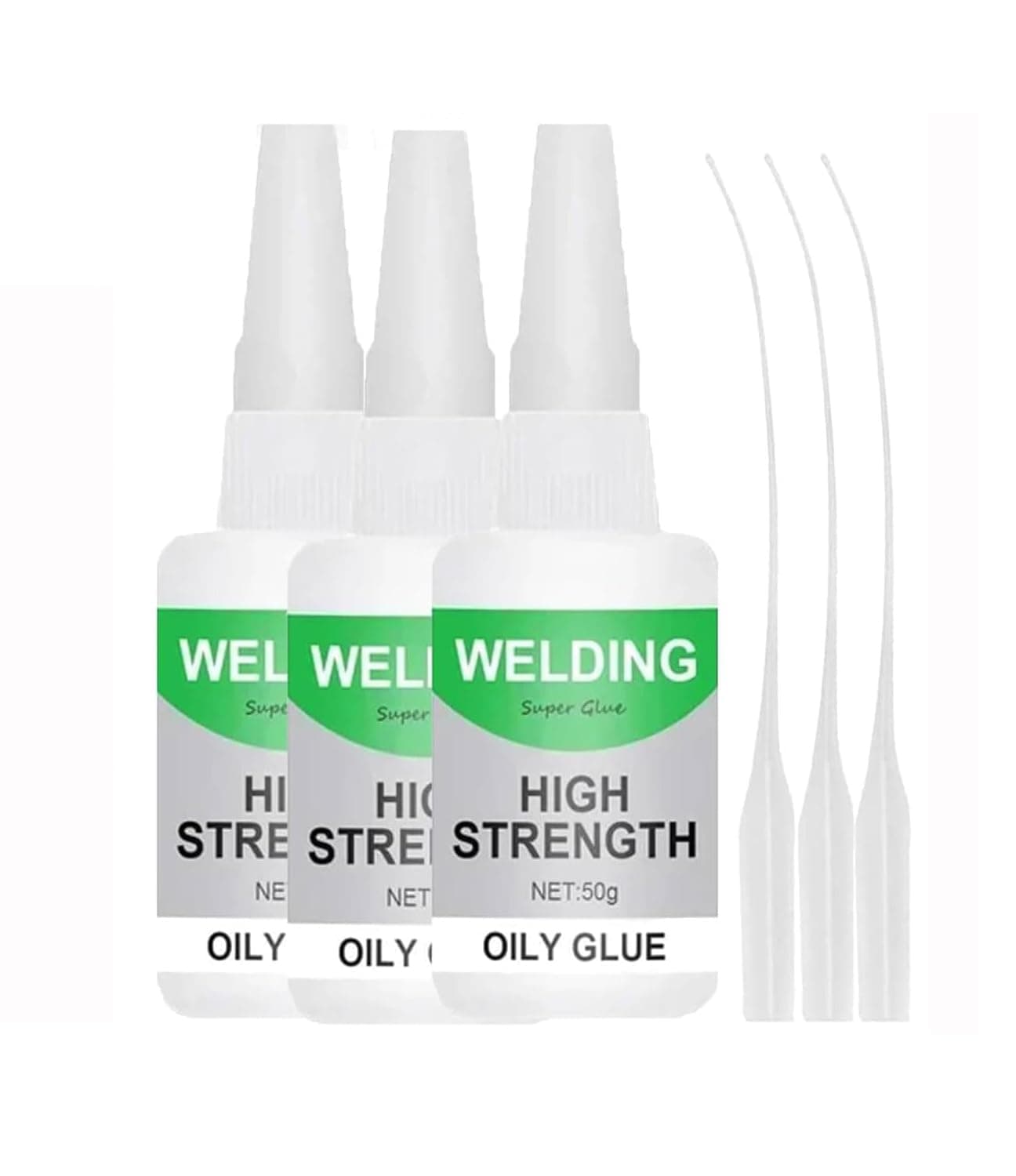 Welding High-Strength Oily Glue, 3 Pack Super Glue Gel, Strong & Instant Bond, Quick Dry, Repair Glue for Shoes, Ceramics, Porcelain, Metal, Plastic, Wood, Leather, Glass, 3D Printed Models(50g/1PCS)