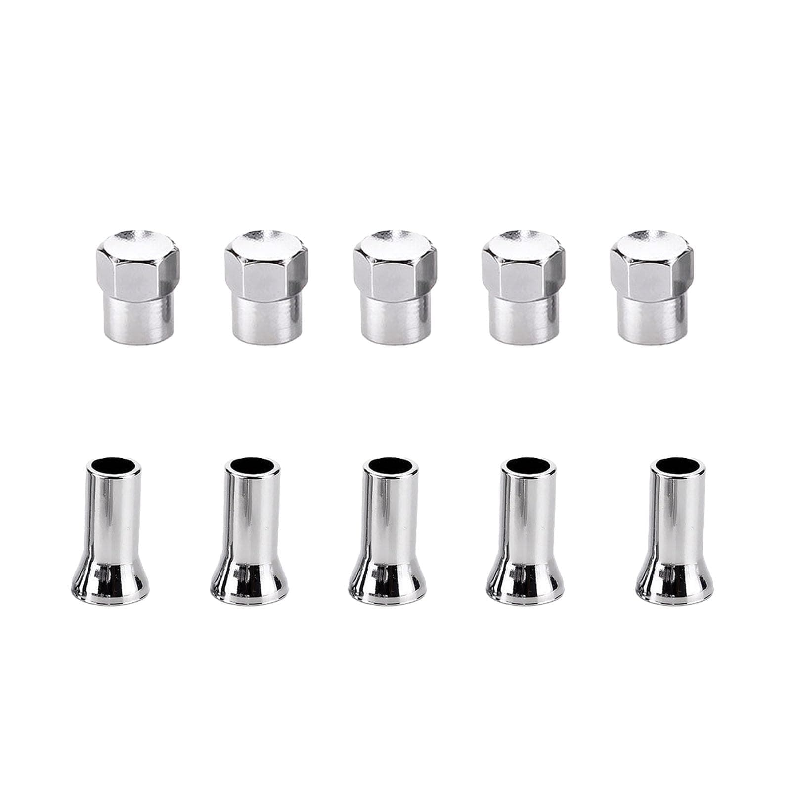 5 Sets TR414AC Valve Stem Cover, Chrome Plated Tire Valve Stem Sleeve and Cap Dress Up Kit, Leakproof Car Wheel Valve Covers, Universal Vehicle Accessories for Car Truck