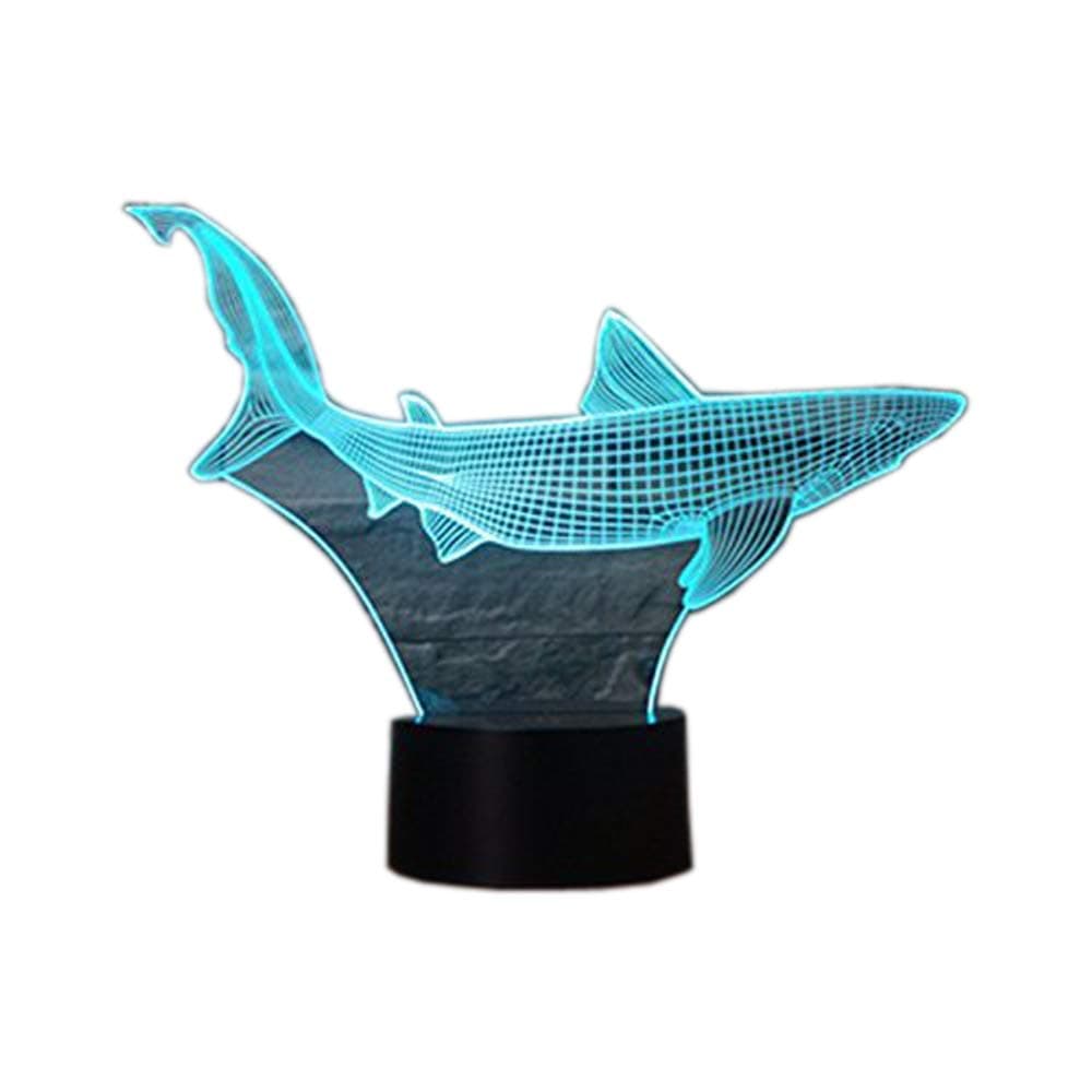 3D Illusion Lamp Novelty Optical Led Light 7 Colors Change Shark Light Touch Switch Table Desk Lamps for Kids Bedroom Birthday Gifts