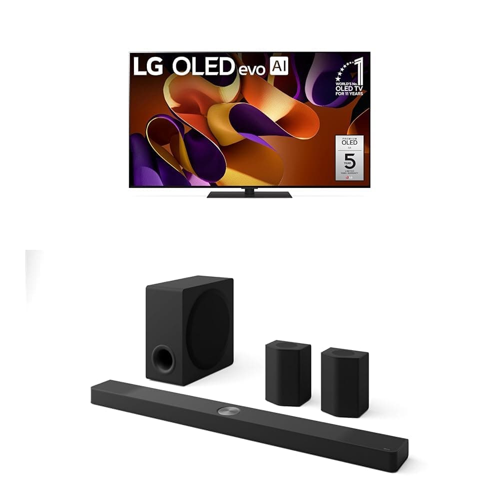 LG 65-Inch Class OLED evo G4 Series Smart TV 4K Processor Flat Screen with Alexa Built-in (OLED65G4SUB, 2024),LG 9.1.5 ch. Sound Bar with Wireless Dolby Atmos Soundbar and Rear Speakers