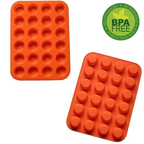 Silicone Mini Muffin Pan, 24 Cup Premium Non-Stick, Easy Clean Bakeware, Heat Resistant up to 450°F, Non Toxic Cupcake Tray