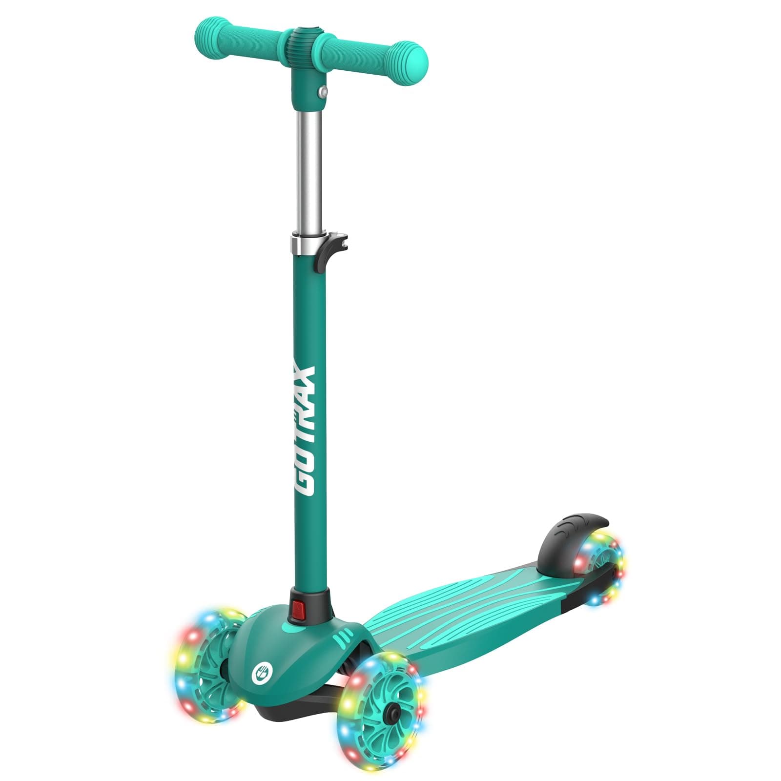 Gotrax KS1 Kids Kick Scooter, LED Lighted Wheels and 3 Adjustable Height Handlebars, Lean-to-Steer & Widen Anti-Slip Deck, 3 Wheel Scooter for Boys & Girls Ages 2-8 and up to 110 Lbs