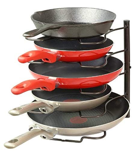 EverEx Multipurpose Pan And Pot Tawa Bartan Rack Holder Stand Plate Dish Lid Tray Utensils Cookware Cupboard Cabinet Storage Shelf Shelves Organiser Organizer for Kitchen, Black(Stainless Steel)